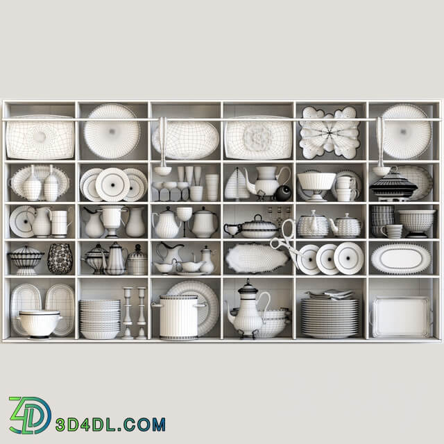 Wardrobe in a classic service. Tableware 3D Models