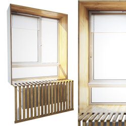 Window with wooden slopes 