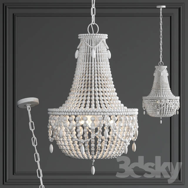 Chandelier RH Anselme White Wood Large Chandelier