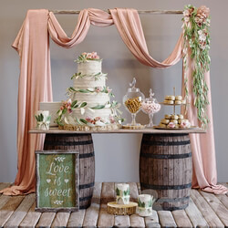 Rustic wedding style sweet table 