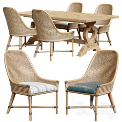 Table Chair Keeling woven side chair and farmington rectangular dinning table 