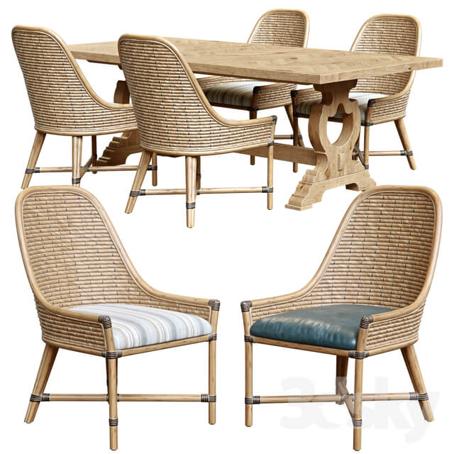 Table Chair Keeling woven side chair and farmington rectangular dinning table