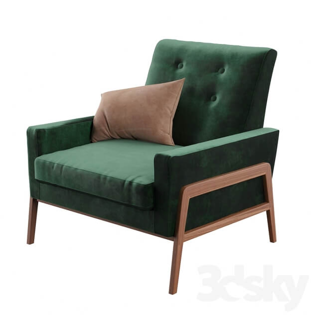 Nord balsam green velvet and walnut chair