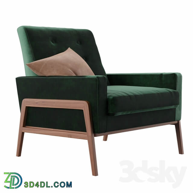 Nord balsam green velvet and walnut chair