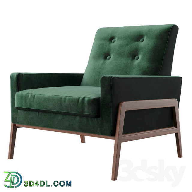 Nord balsam green velvet and walnut chair