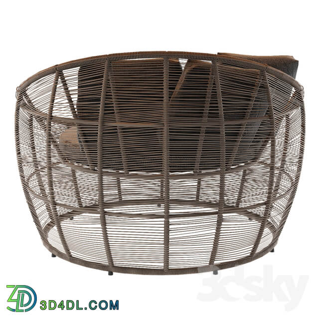 TAMARIN Round Gray Resin Wicker Garden Armchair