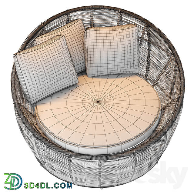 TAMARIN Round Gray Resin Wicker Garden Armchair