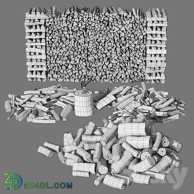 Firewood wood pile ax Other 3D Models