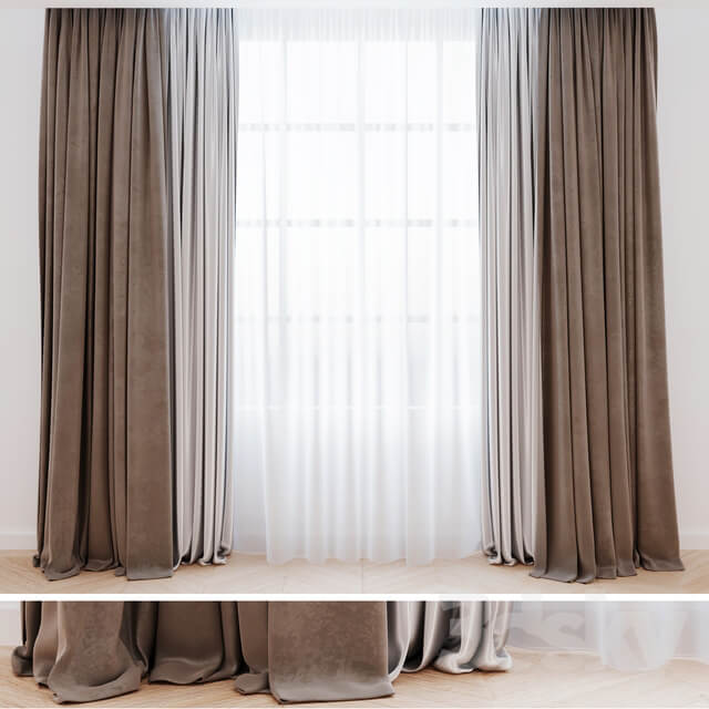 Curtains beige with tulle Modern curtains