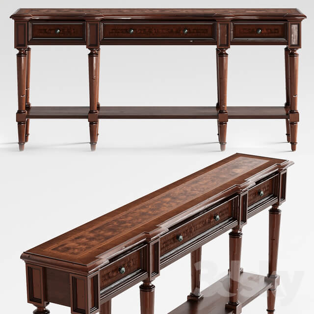 Hooker Furniture Living Room Grandover Three Drawer Console Table 3D Models