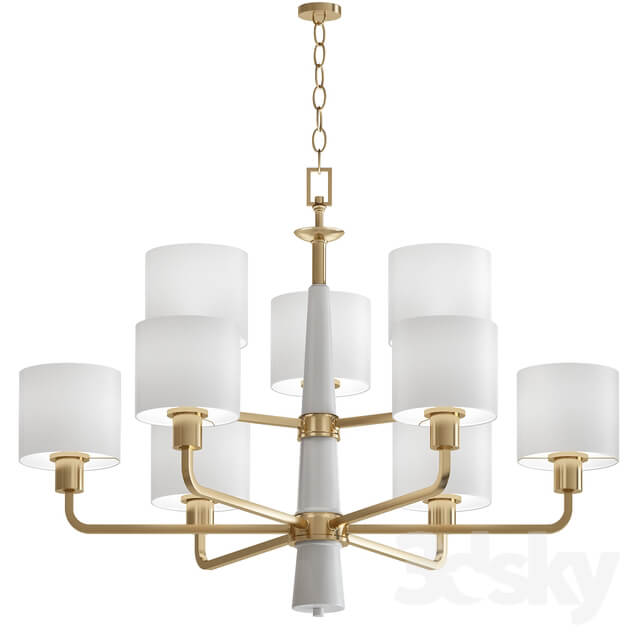 Palacio Collection 9 Light Vintage Gold Chandelier with Shade