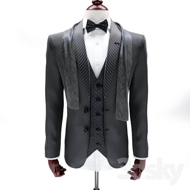 Suit with a bow tie