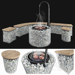 Other architectural elements Gabion fireplace benches 