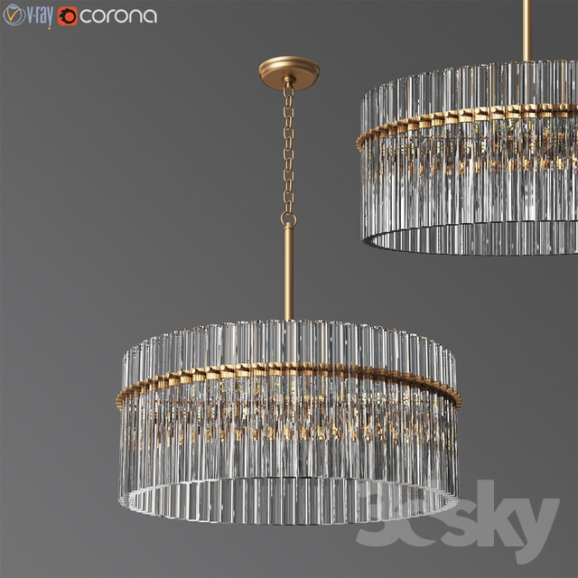 Casandra 4 light Brushed Brass Pendant Crystal Chandelier Pendant light 3D Models