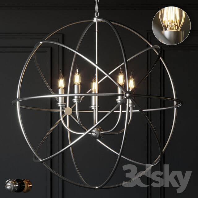 Ballard Design Beau Orb Chandelier Antique Silver Bronze and Champagne