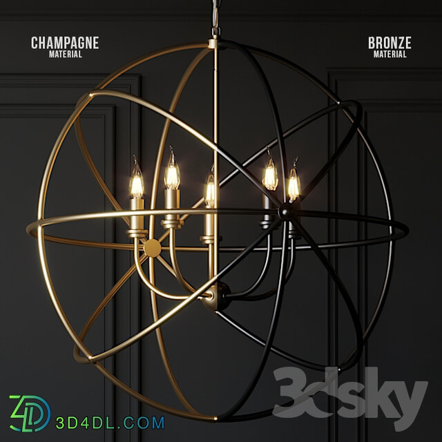 Ballard Design Beau Orb Chandelier Antique Silver Bronze and Champagne