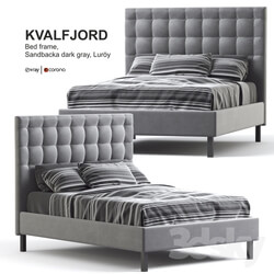 Bed Ikea KVALFJORD Bed frame Sandbacka dark gray Luröy Standard King 