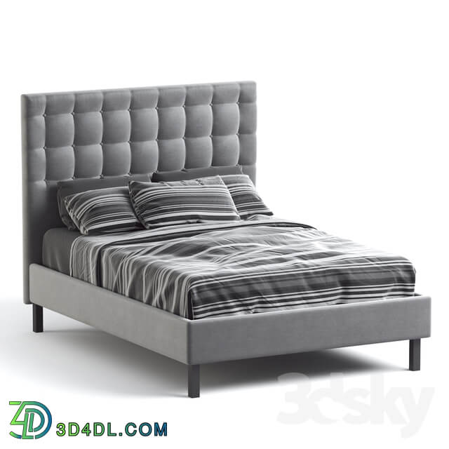Bed Ikea KVALFJORD Bed frame Sandbacka dark gray Luröy Standard King
