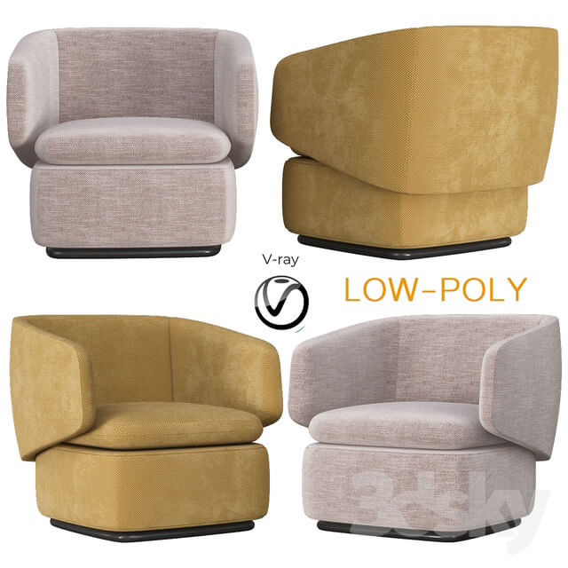 Crescent Swivel Chair Westelm low poly 