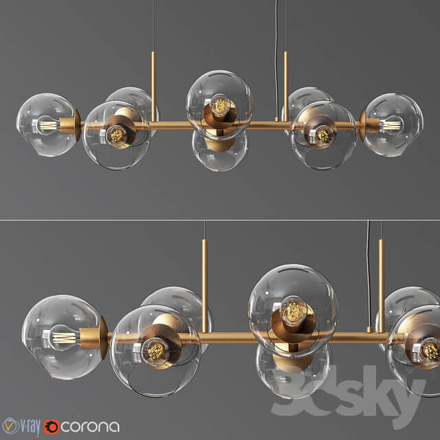 8 Light Staggered Glass Chandelier