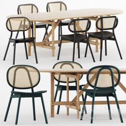 Table Chair CANE CHAIR 03.04 ARCH TABLE BRACED FRAME 