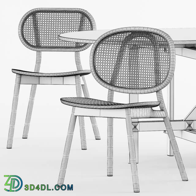 Table Chair CANE CHAIR 03.04 ARCH TABLE BRACED FRAME