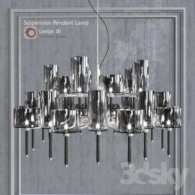 Chandelier AXO Light Spillray SP lamps 30 smoke glass