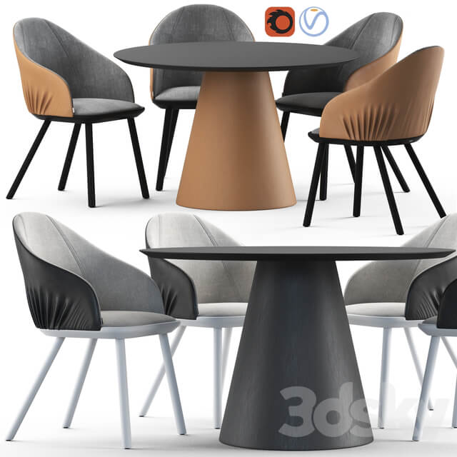 Table Chair Montbel Rivoli Chair and Cono Table