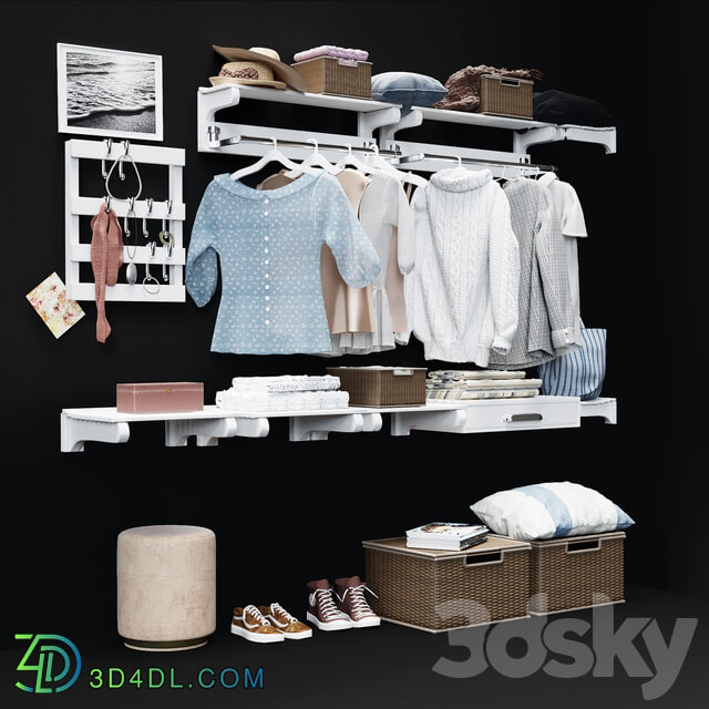 Hallway Pottery Barn Declan Closet Accessories 3D Models