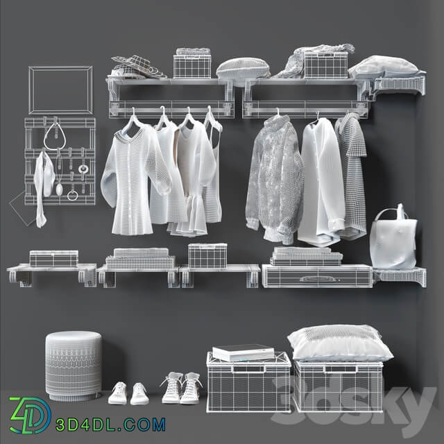 Hallway Pottery Barn Declan Closet Accessories 3D Models