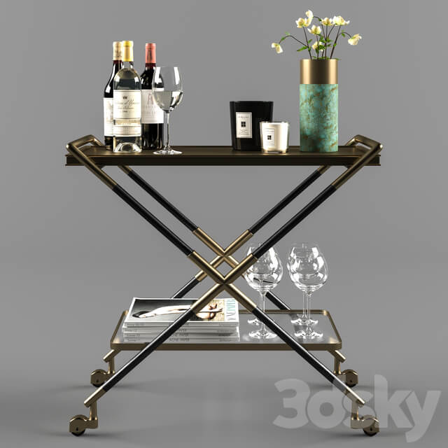 Bar cart with accessories