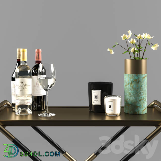 Bar cart with accessories