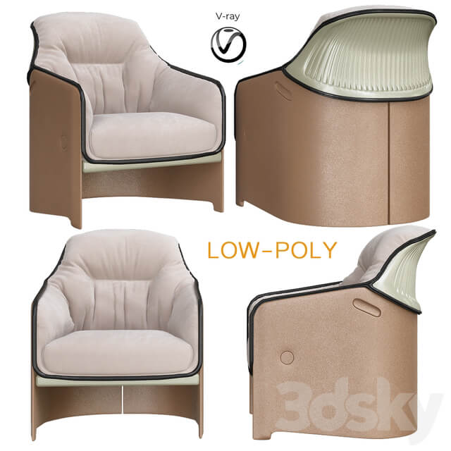 Avus Lounge Designer Chair low poly 