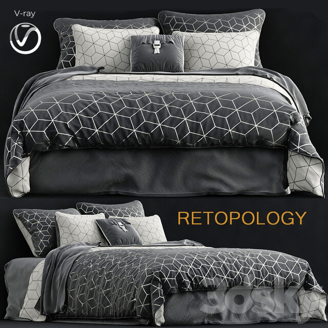 Bed Charcoal sine quilt cover set