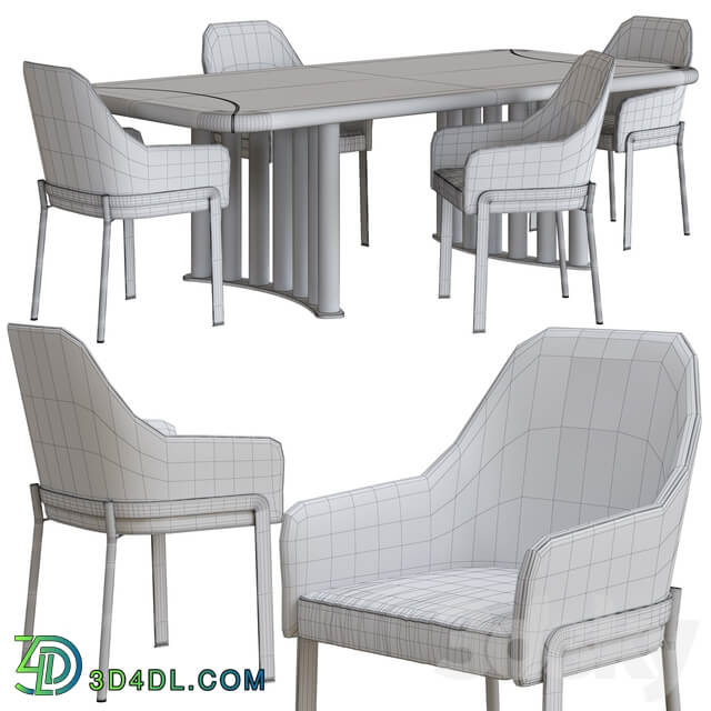 Table Chair Opera Contemporary Oliver Table and Stacy Armchair Dining Set