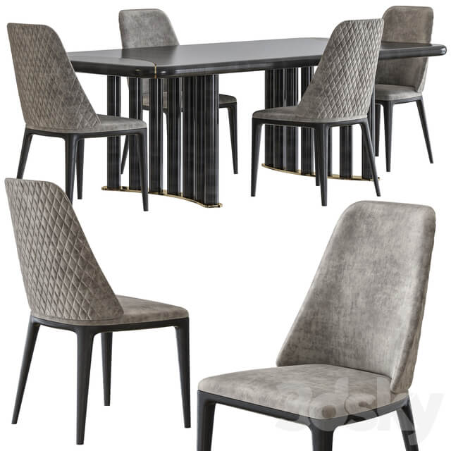 Table Chair Opera Contemporary Oliver Table and Hilary Armchair Set