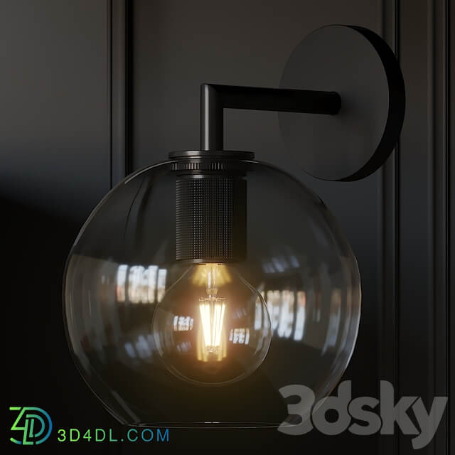 Utilitaire Globe Shade Single Sconce 3 Type Materials 3D Models