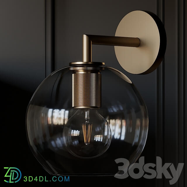 Utilitaire Globe Shade Single Sconce 3 Type Materials 3D Models