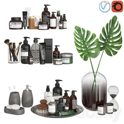 Bathroom Decor Accessories and Cosmetics Dark 