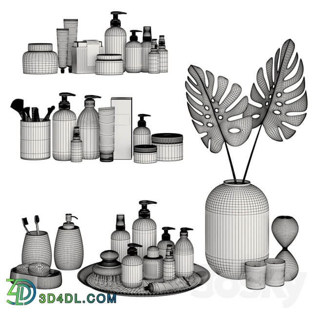 Bathroom Decor Accessories and Cosmetics Dark