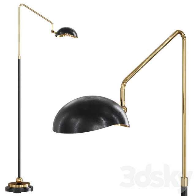 Restoration Hardware CONVESSI FLOOR LAMP Black and Brass