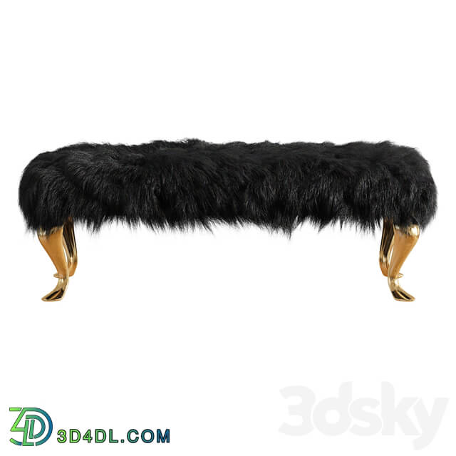 Bench Black Mongolian Lamb Wool