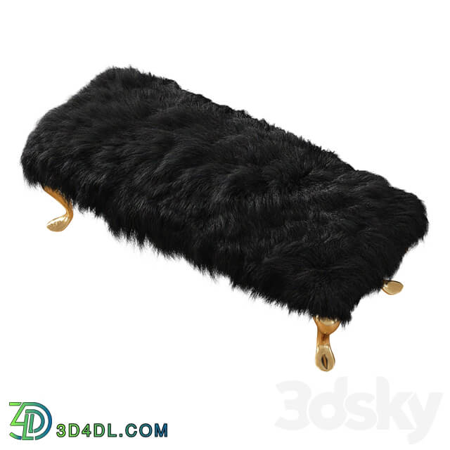 Bench Black Mongolian Lamb Wool