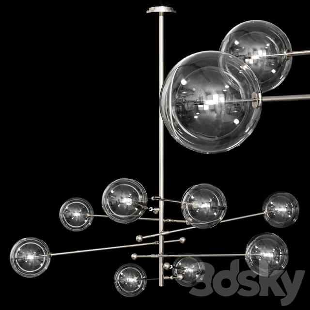 Restoration Hardware Glass Globe Mobile 8 ARM CHANDELIER 79 Nickel