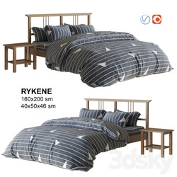 Bed IKEA RYKENE bed with linen 