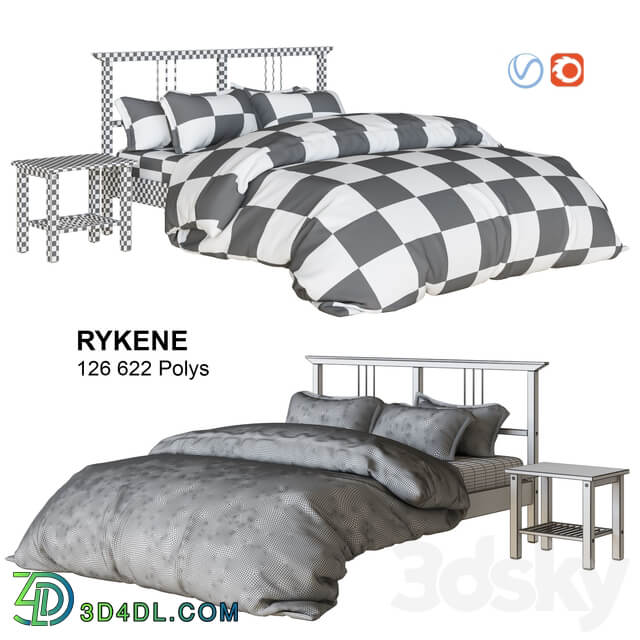 Bed IKEA RYKENE bed with linen