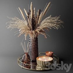 Dry bouquet in the decorative vase Bouquet of dried flowers in a decorative vase 