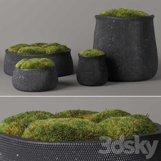 RH Crosshatch concrete vases