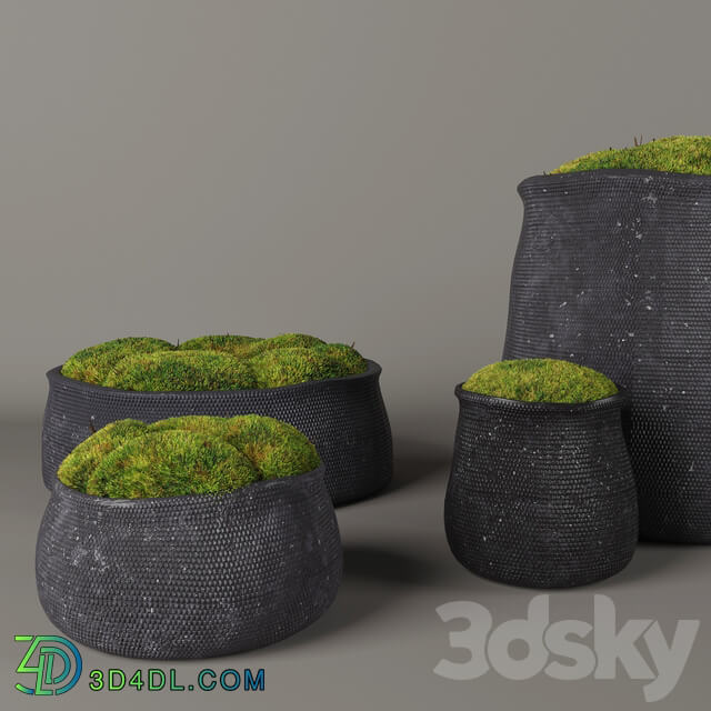 RH Crosshatch concrete vases