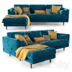 Article Sven Cascadia Blue Left Sectional Sofa 